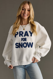 white pray for snow sweatshirt, pray for snow, white sweatshirt, oversized sweatshirt, women's sweatshirt