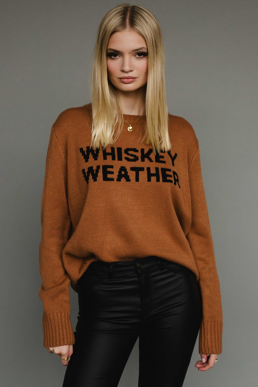 whiskey weather brown sweater