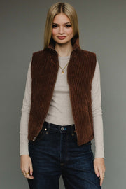 dark brown corduroy vest, brown vest, corduroy vest, women's vest, fall vest, winter vest, layering piece