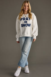white pray for snow sweatshirt, pray for snow, white sweatshirt, oversized sweatshirt, women's sweatshirt