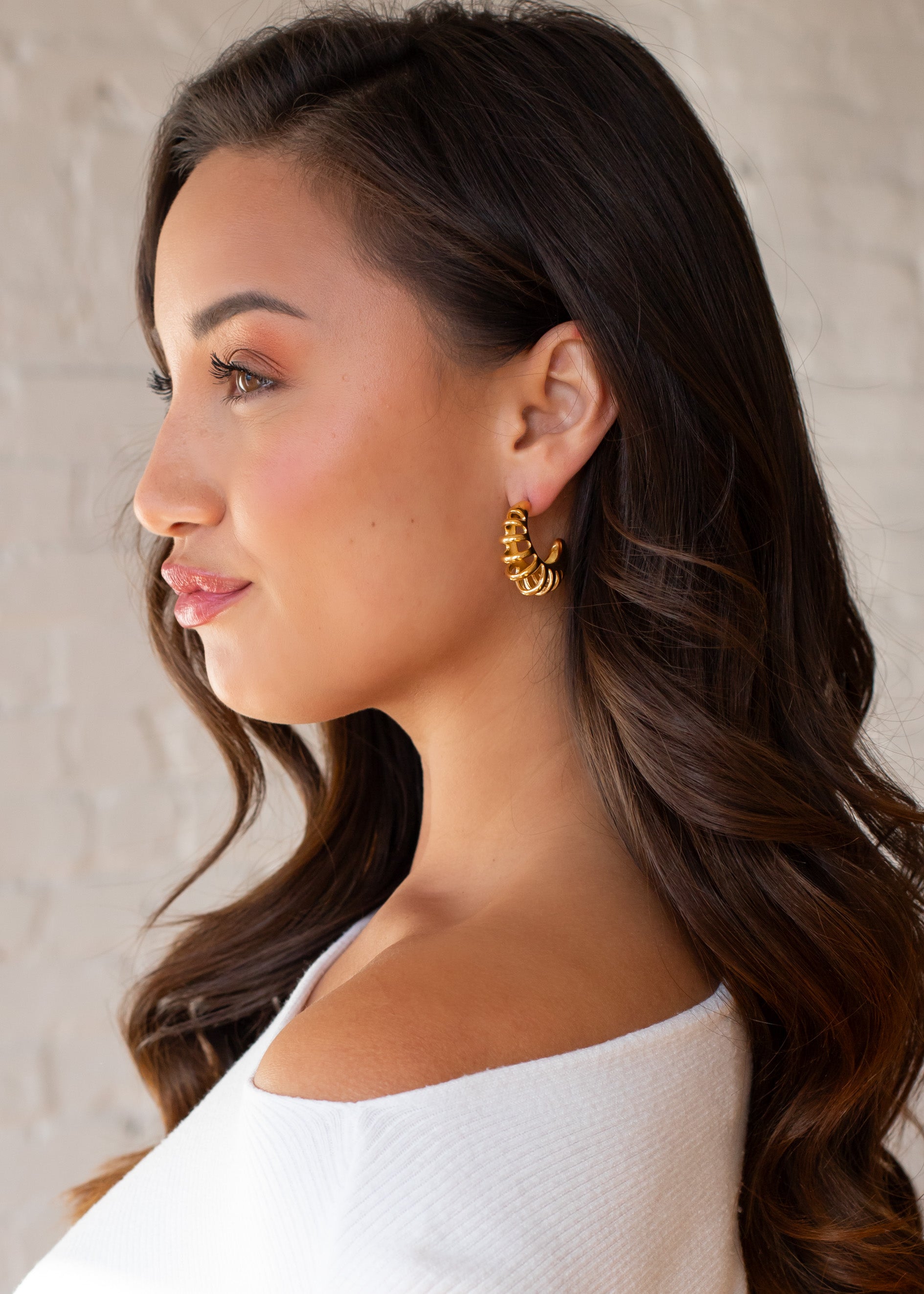 Faye Cutout Hoops, Gold