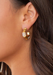 Luxe Gold Statement Pearl Hoop Earrings
