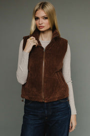 dark brown corduroy vest, brown vest, corduroy vest, women's vest, fall vest, winter vest, layering piece