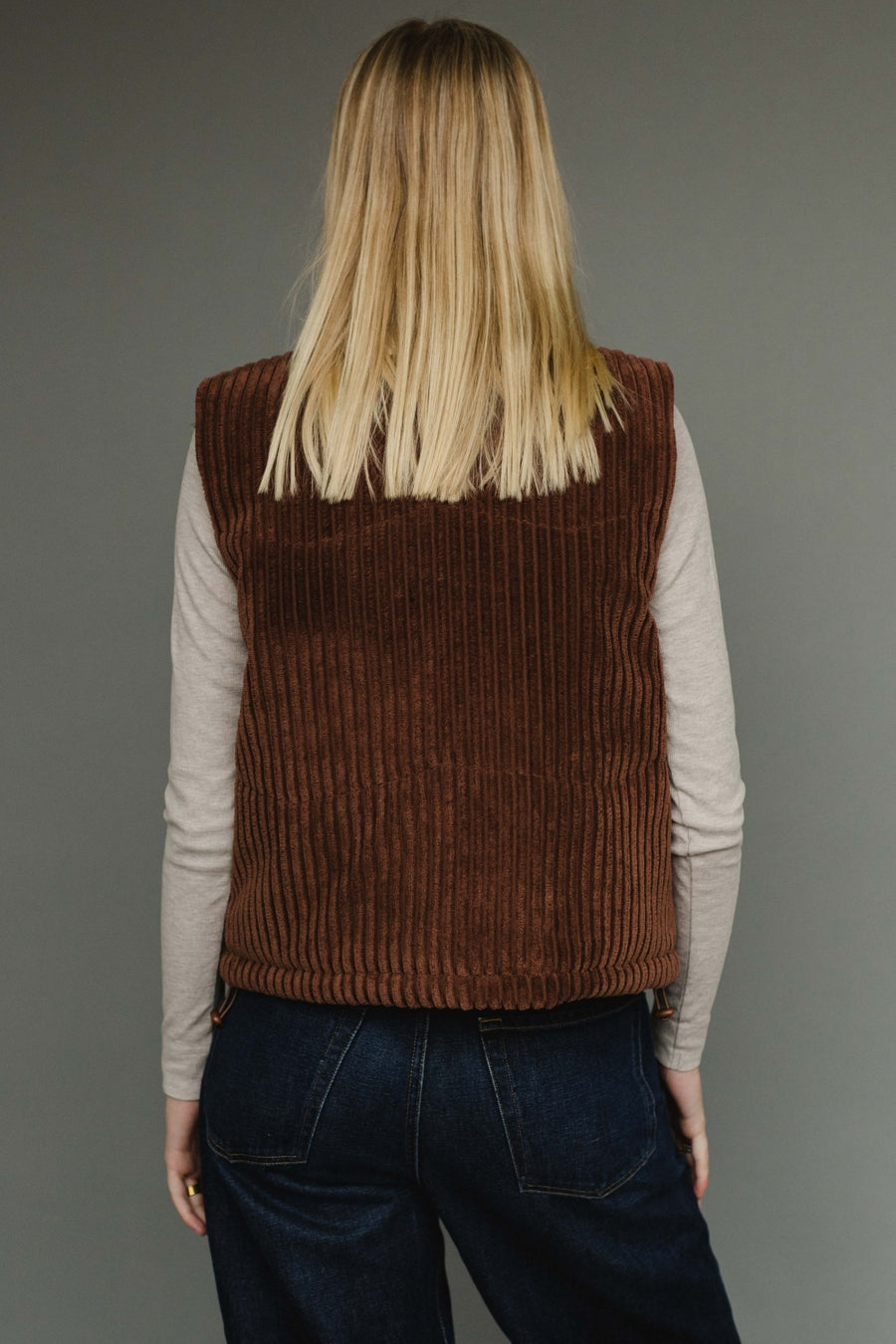 dark brown corduroy vest, brown vest, corduroy vest, women's vest, fall vest, winter vest, layering piece