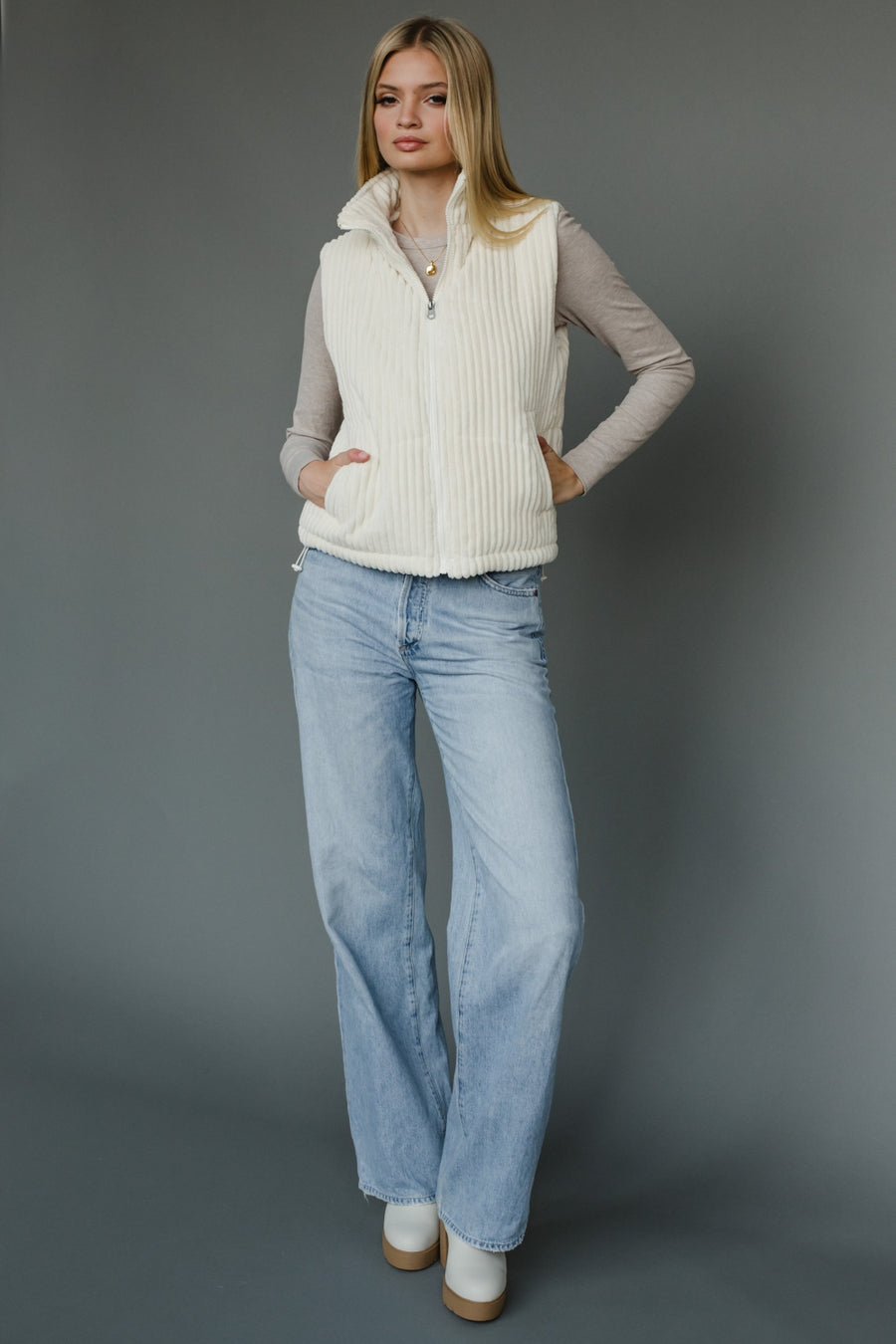 cream corduroy vest, cream vest, corduroy vest, fall vest, winter vest, women's vest, layering piece