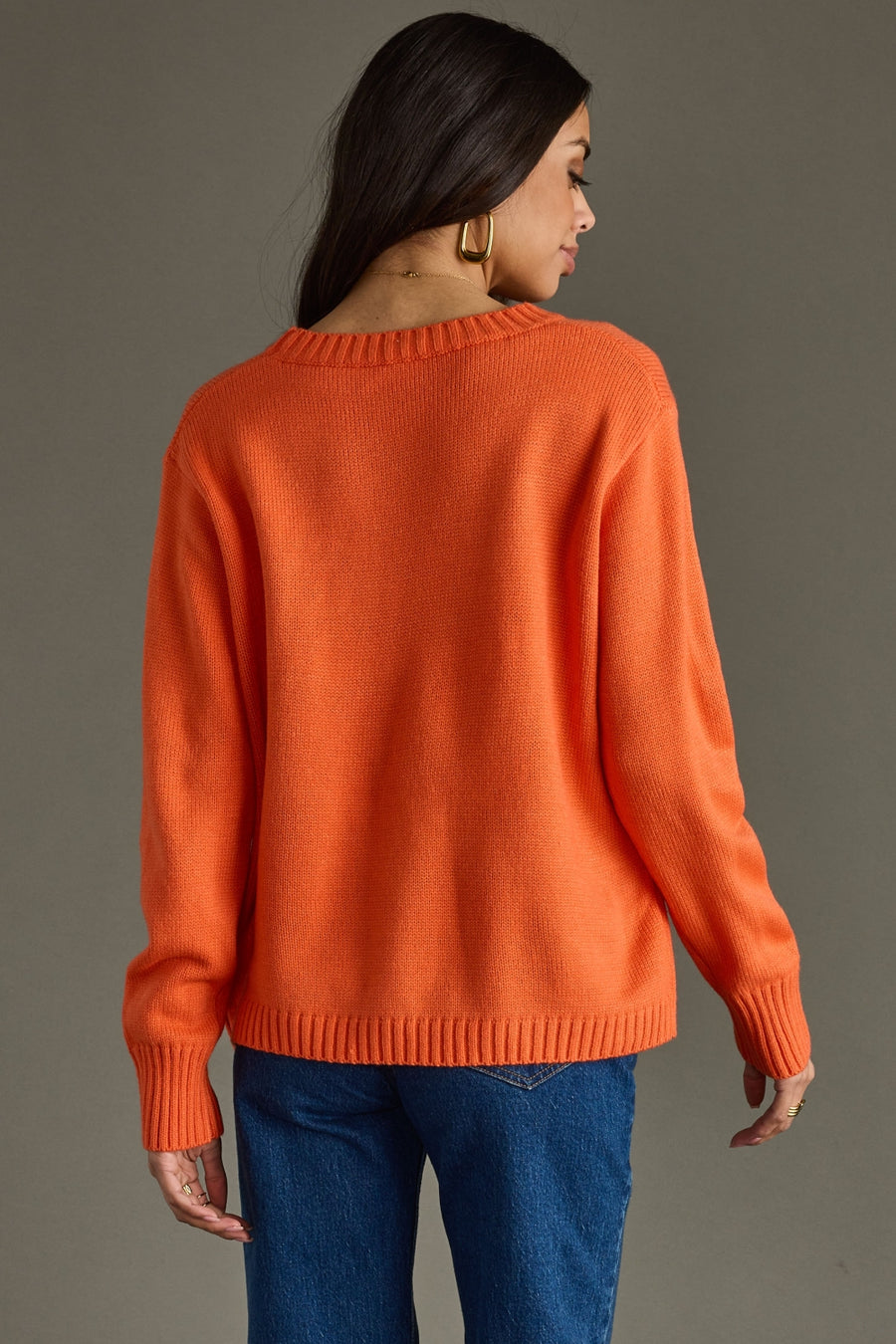 orange and pink apres sweater, apres sweater, colorful sweater, ski sweater, women's sweater, winter sweater