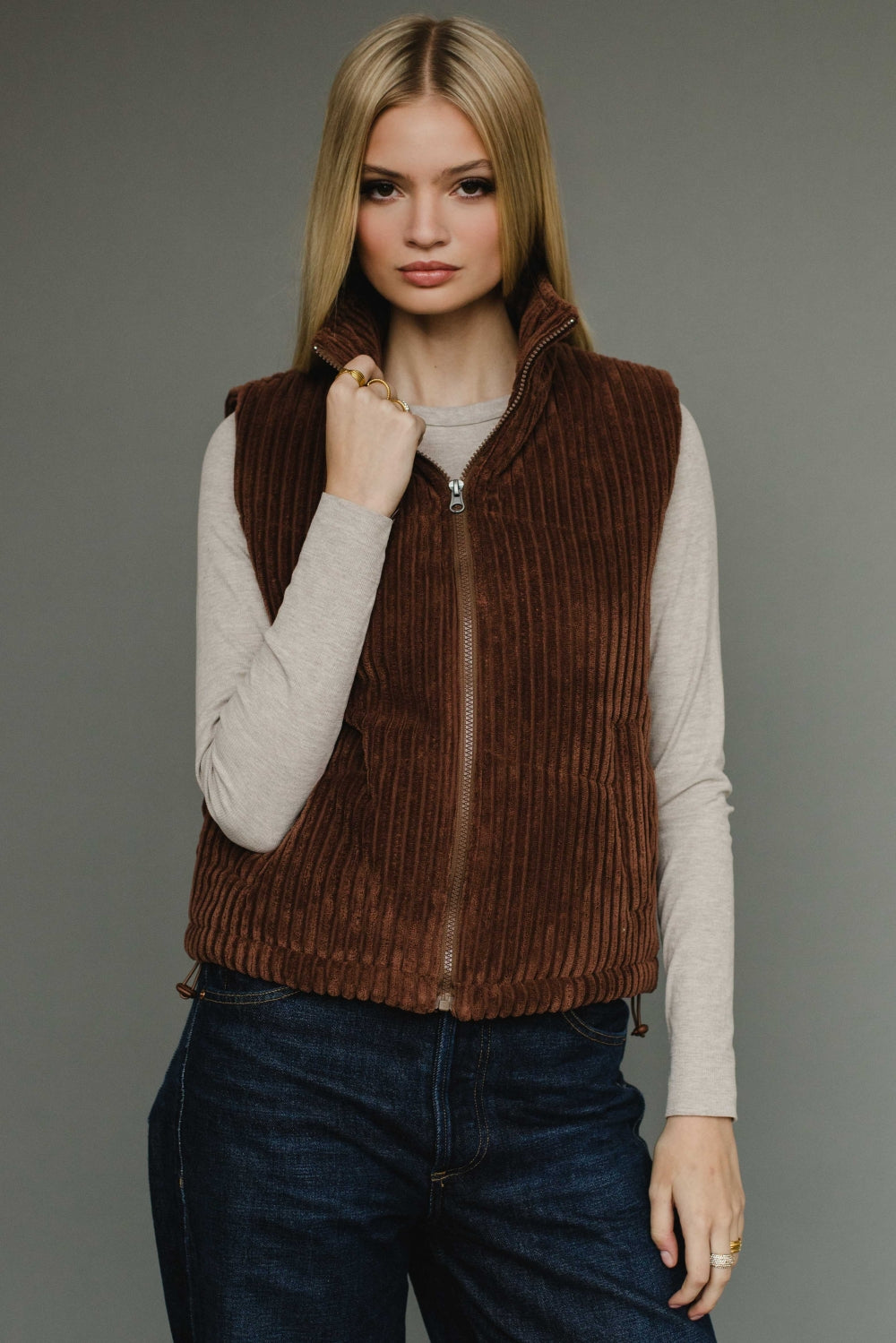 Taysha Corduroy Vest - Dark Brown – Panache Apparel Collection
