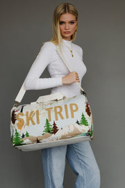 Ski Trip duffel bag with mountain scene