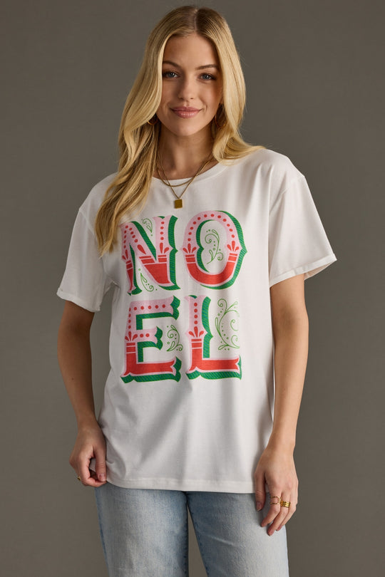 White Noel graphic t-shirt