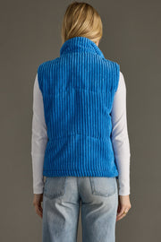blue corduroy vest, corduroy vest, women's vest, colorful vest, blue vest, winter vest, layering piece