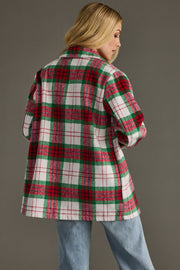 red, green and white plaid jacket, Christmas jacket, Christmas plaid