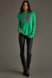 green and bright Pink Apres sweater, apres sweater, winter sweater, colorful sweater, women's sweater, ski sweater