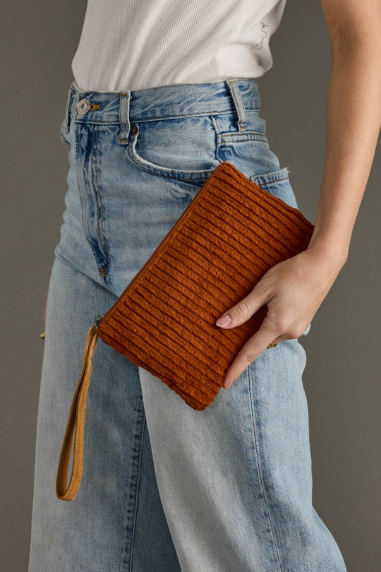 rust corduroy clutch