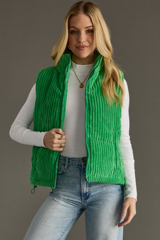 bright green corduroy vest, corduroy vest, women's vest, layering piece, bright green vest, winter vest, 