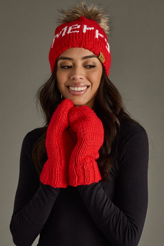 red knit mittens, colorful mittens, Christmas mittens