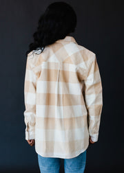 tan and ivory plaid flannel
