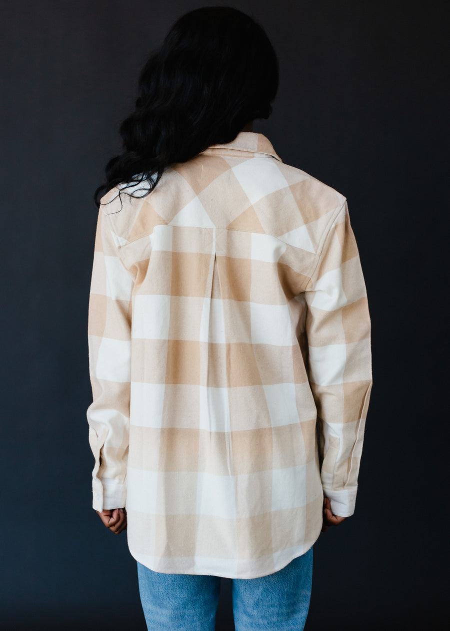 tan and ivory plaid flannel
