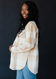 tan and ivory plaid flannel