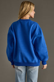 blue and light Pink Apres sweatshirt, apres sweatshirt, blue sweatshirt, oversized sweatshirt, women's sweatshirt, ski trip