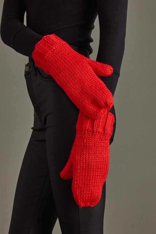 red knit mittens, colorful mittens, Christmas mittens