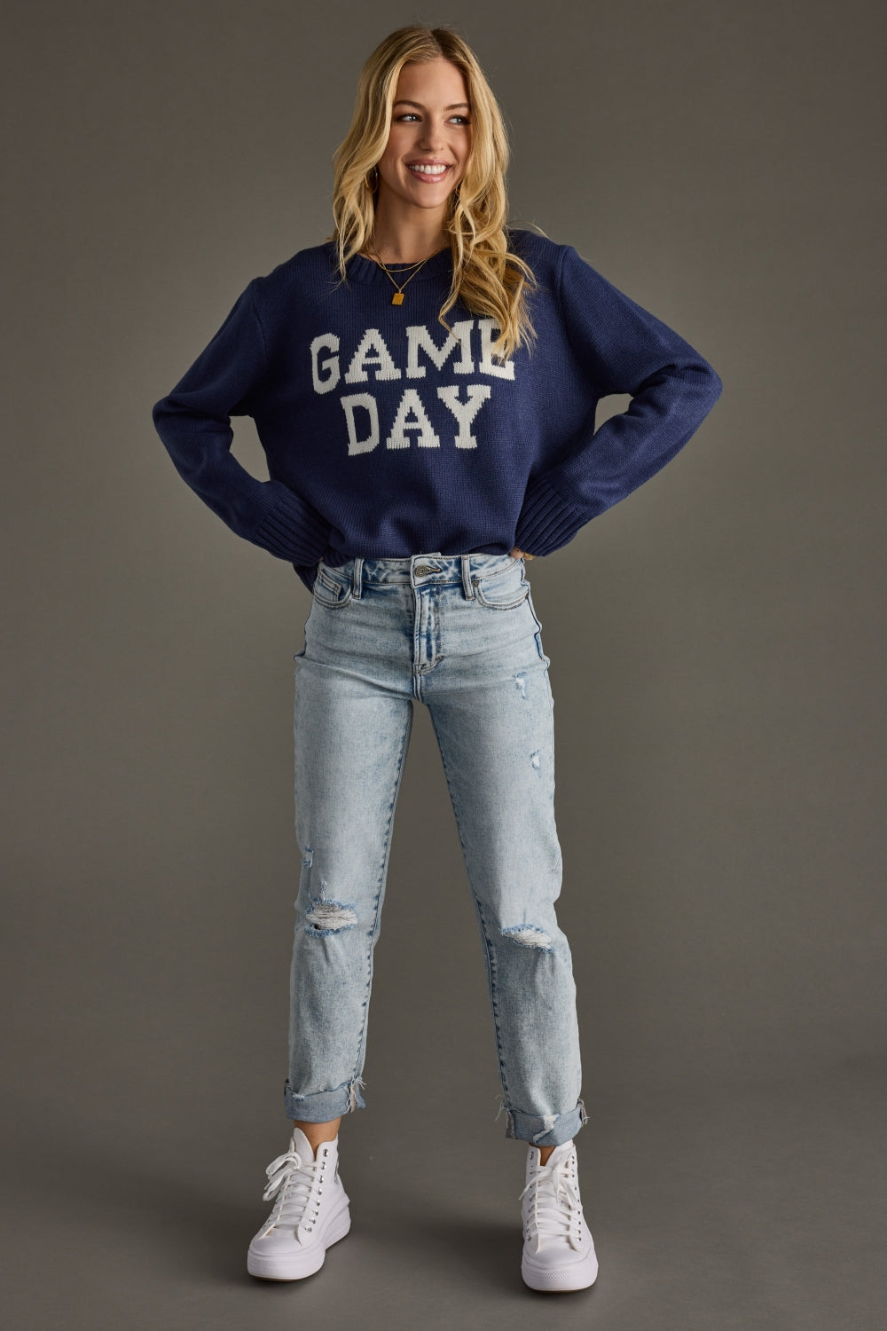 Navy Game Day Sweater – Panache Apparel Collection