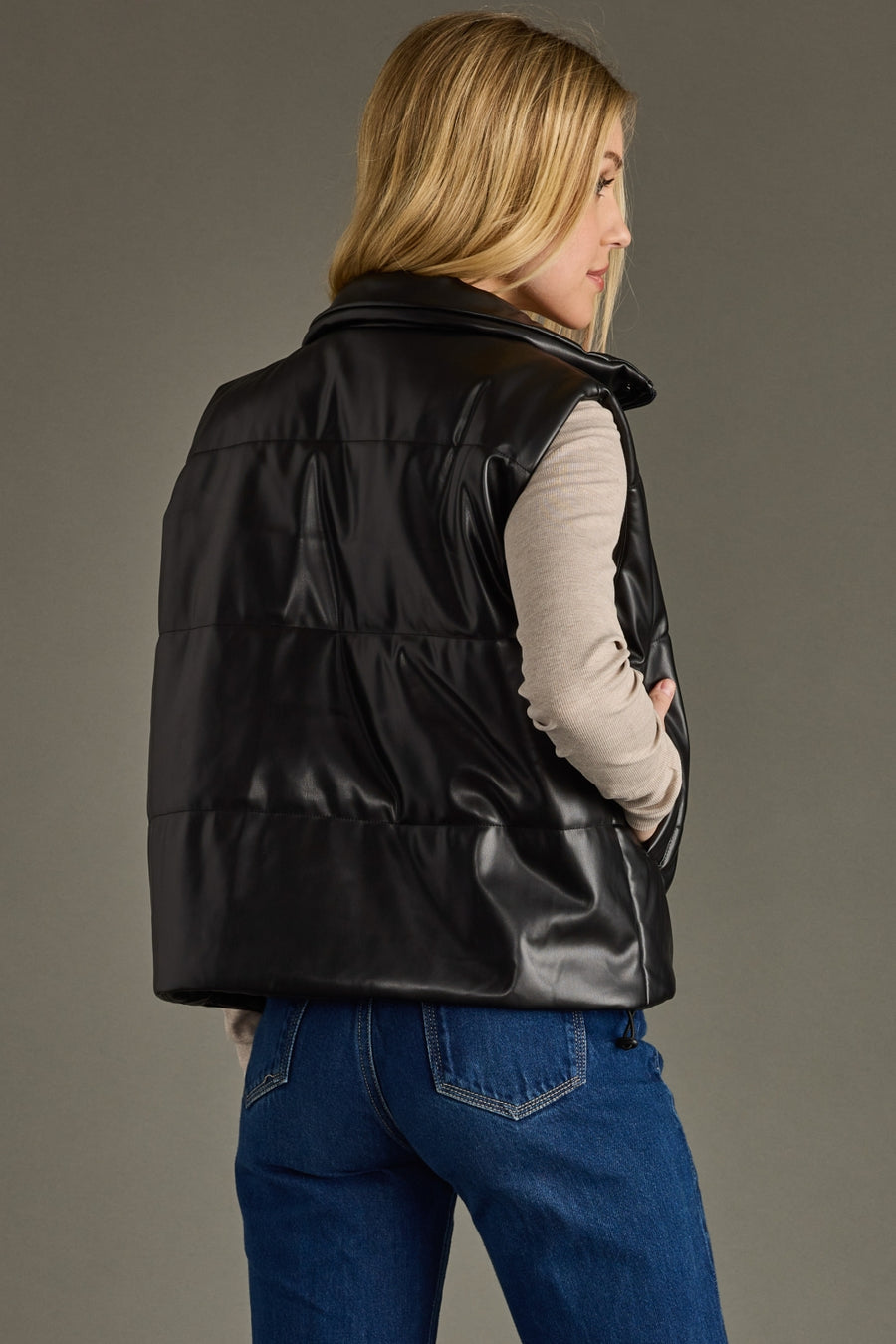 black leather vest, vegan leather, leather vest, black vest, neutral vest, women's vest, fall vest, winter vest