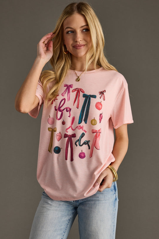 Fa La La and bow design graphic t-shirt