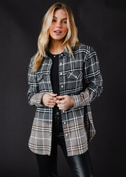 gray, black and white plaid flannel