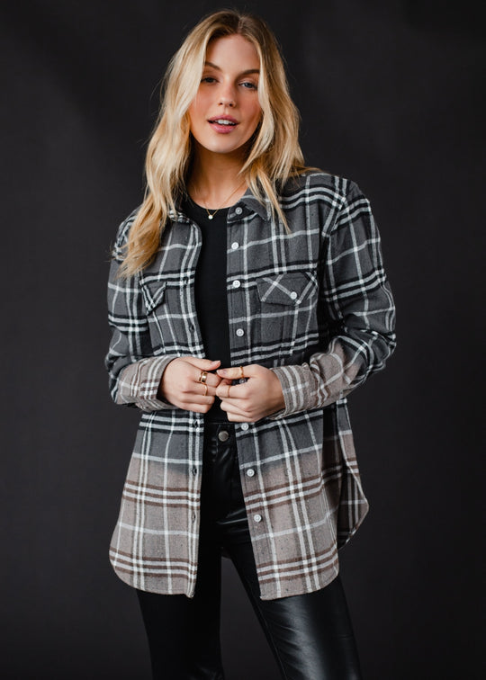 gray, black and white plaid flannel