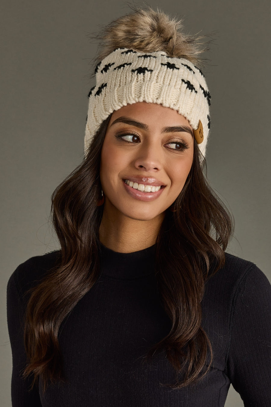Fleur-De-Lis Pom Hat - Cream