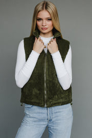 dark green corduroy vest, dark green vest, corduroy vest, women's vest, fall vest, winter vest, layering piece