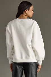 white apres sweatshirt, apres sweatshirt, white sweatshirt, oversized sweatshirt, women's sweatshirt, ski trip