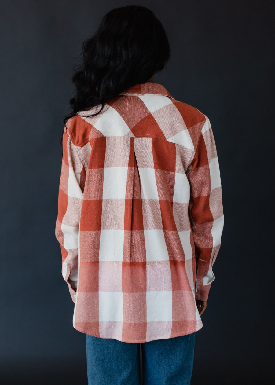 clay and cream plaid flannel