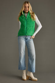 bright green corduroy vest, corduroy vest, women's vest, layering piece, bright green vest, winter vest, 