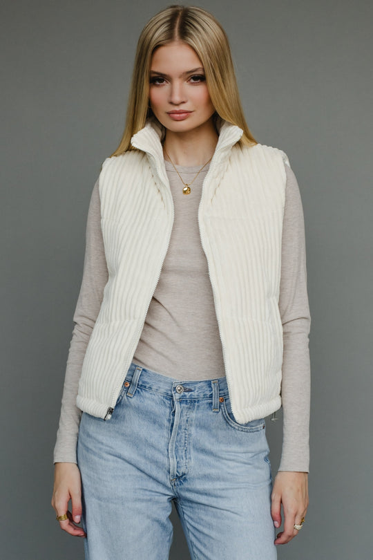 cream corduroy vest, cream vest, corduroy vest, fall vest, winter vest, women's vest, layering piece
