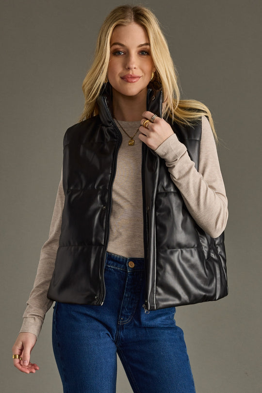 black leather vest, vegan leather, leather vest, black vest, neutral vest, women's vest, fall vest, winter vest