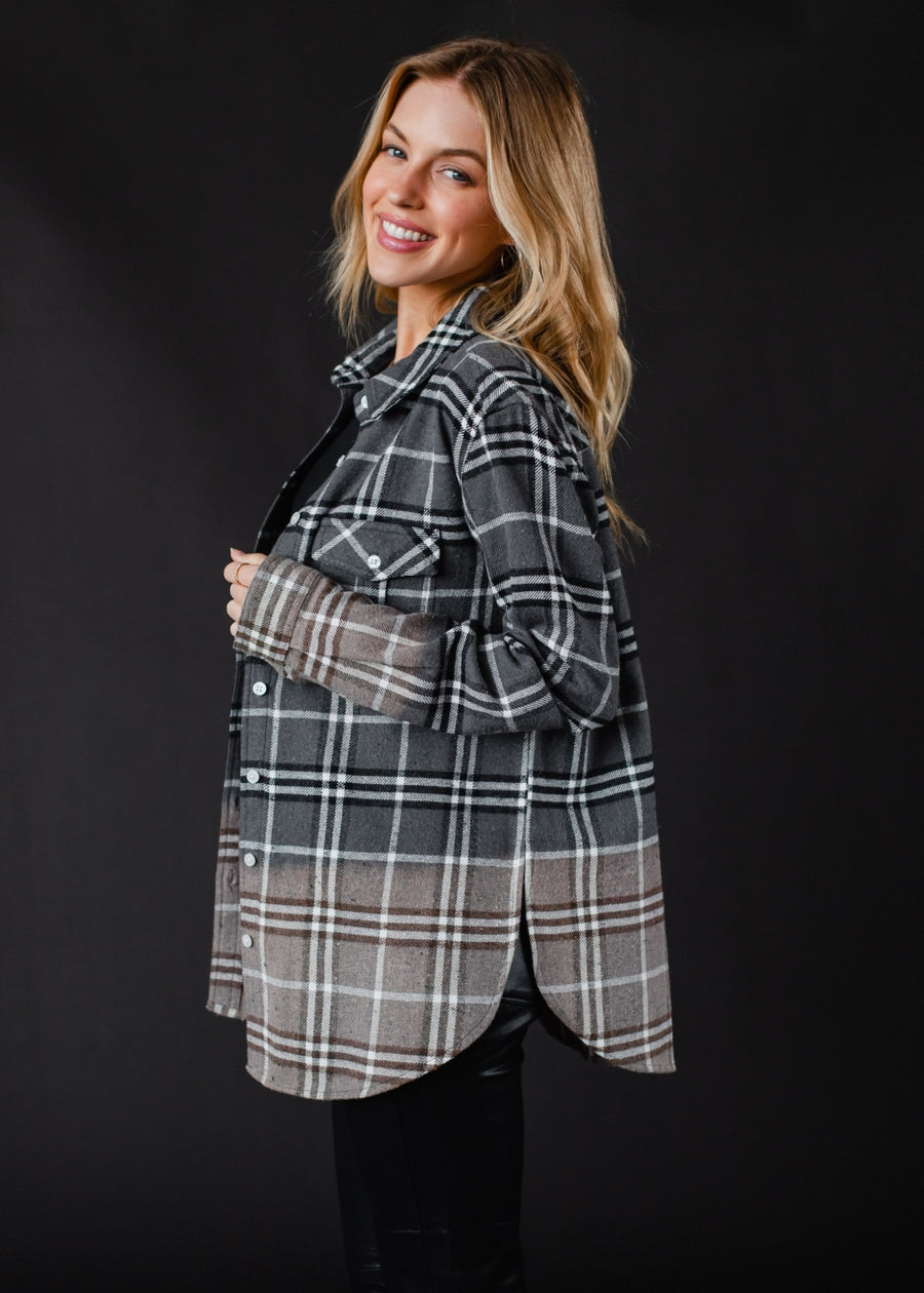 gray, black and white plaid flannel