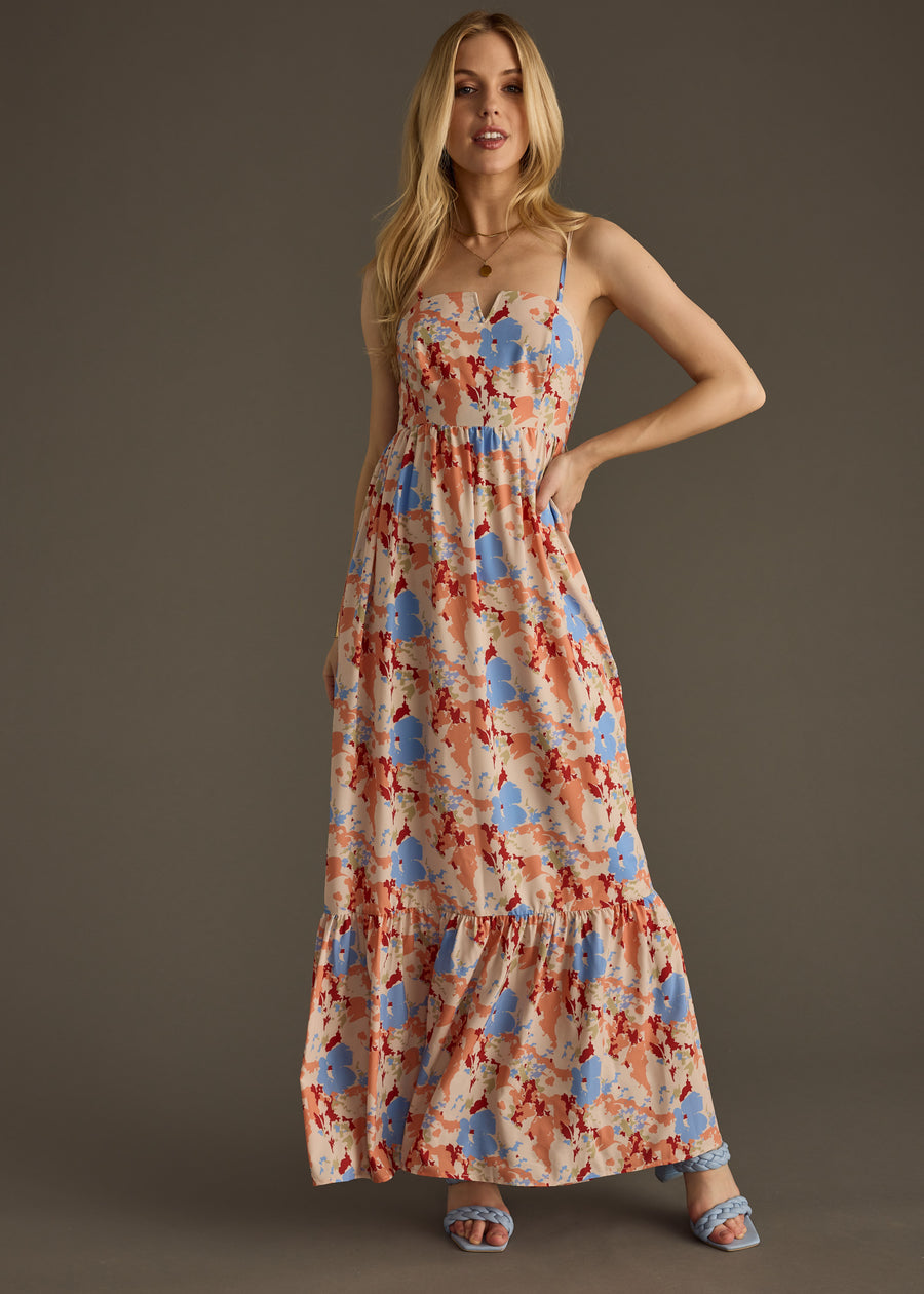 Serendipity Maxi Dress - Orange & Blue