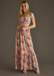 Serendipity Maxi Dress - Orange & Blue