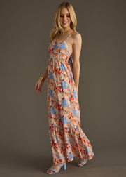 Serendipity Maxi Dress - Orange & Blue