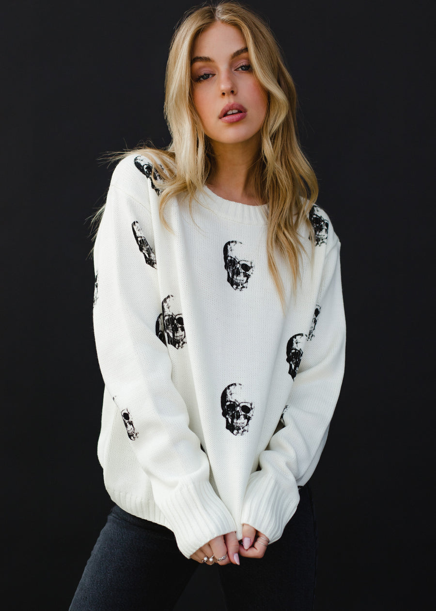 Salem Skull Sweater - Cream