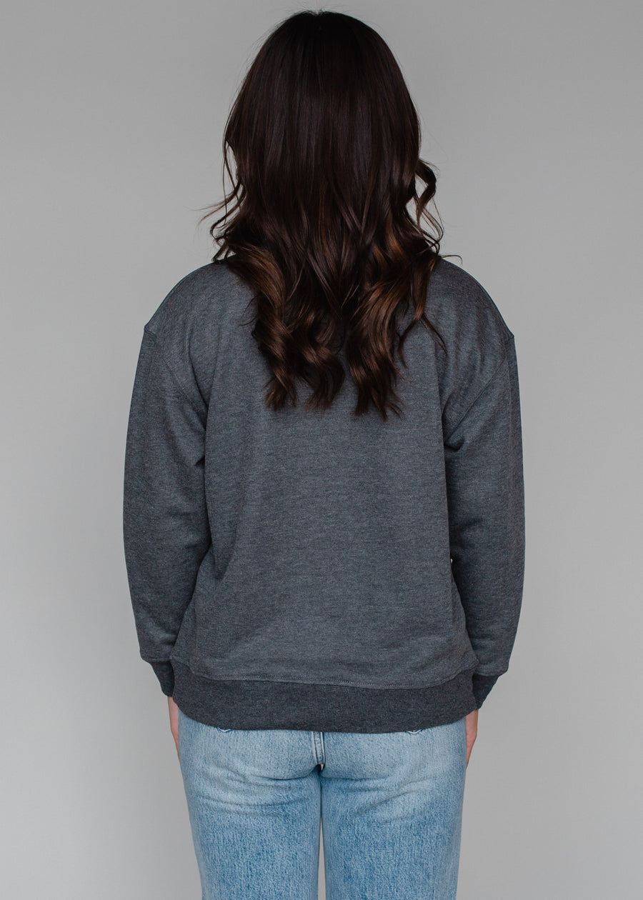 heather gray lightweight sweatshirt long sleeve graphic