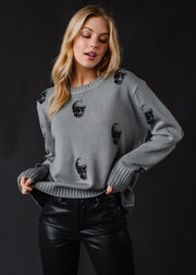 Salem Skull Sweater - Gray