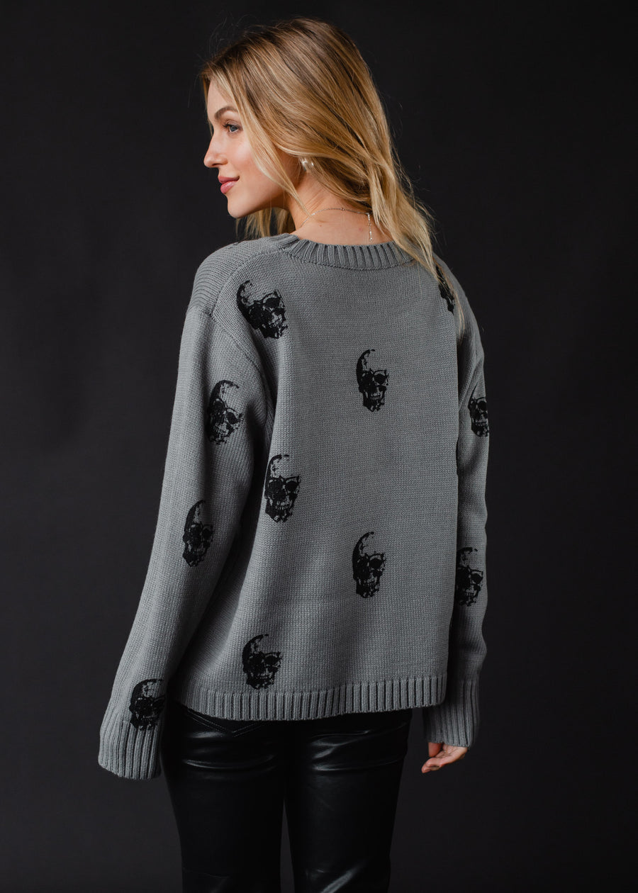 Salem Skull Sweater - Gray