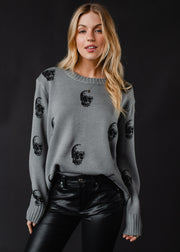 Salem Skull Sweater - Gray