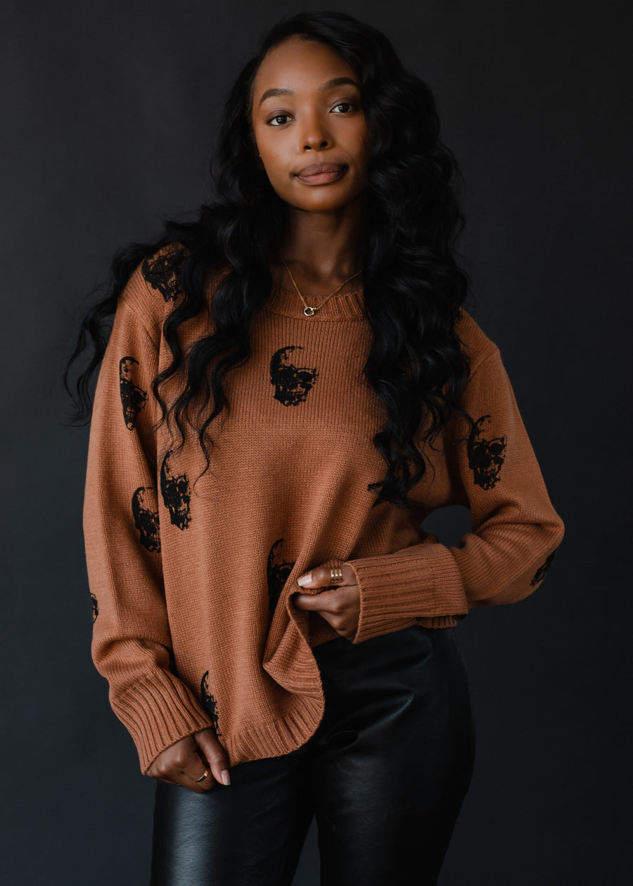 Salem Skull Sweater - Brown