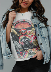 rock and roll album cover oversized tee