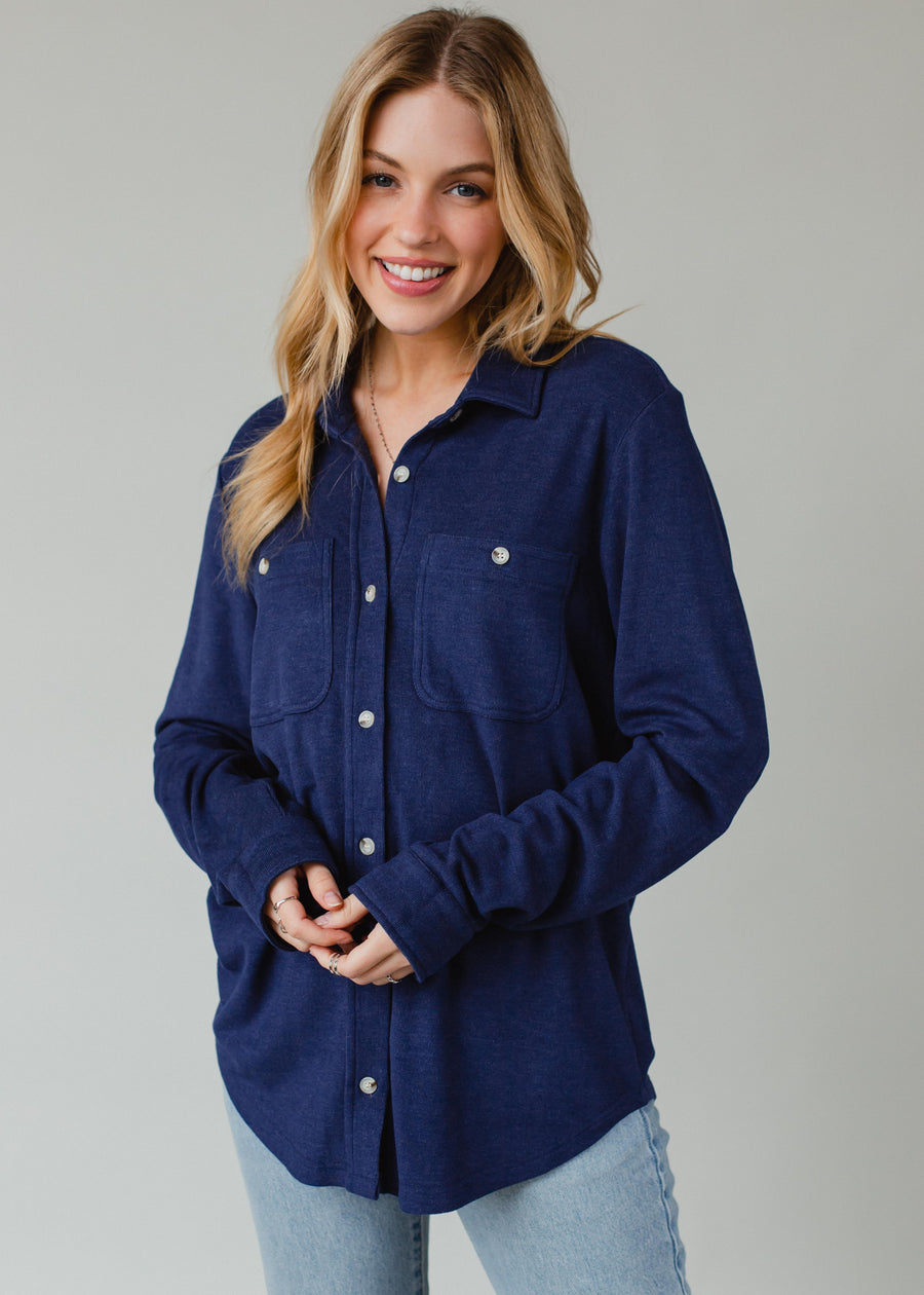 Mindi Super Soft Button Up - Navy