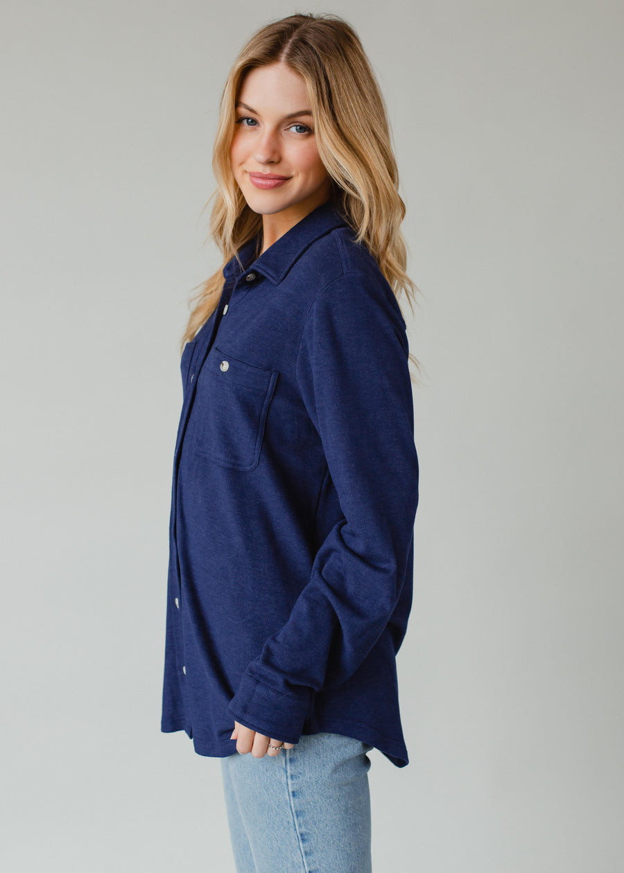 Mindi Super Soft Button Up - Navy