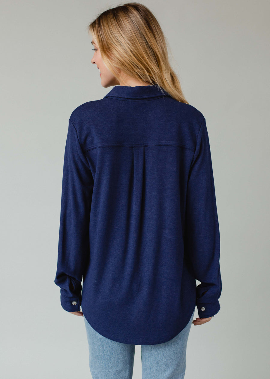 Mindi Super Soft Button Up - Navy